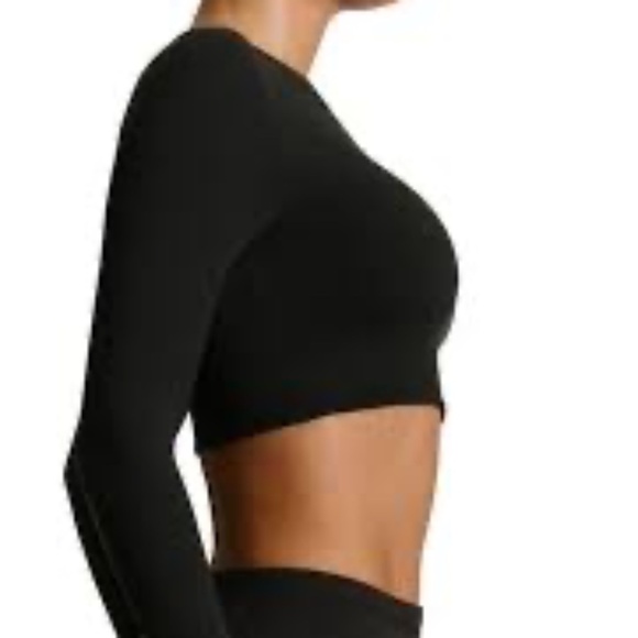 Naked Wardrobe Small | Black Ribbed Long Sleeve Crop Top - Picture 1 of 5